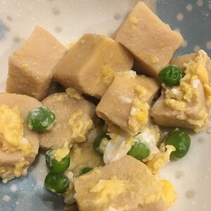 レンジでグリーンピースと高野豆腐の卵とじ